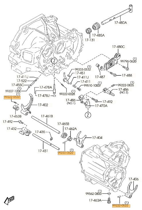  Mazda OEM Shifter Fork Selector Spring Pin Mazdaspeed Protege - Click Image to Close